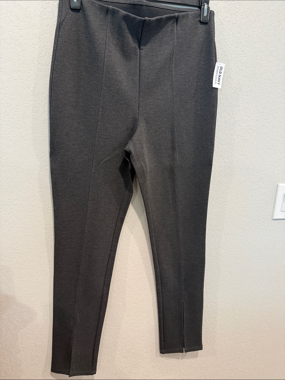Old Navy Women’s Extra High Rise Charcoal Slim Ponte Pants with Splits at Ankle
